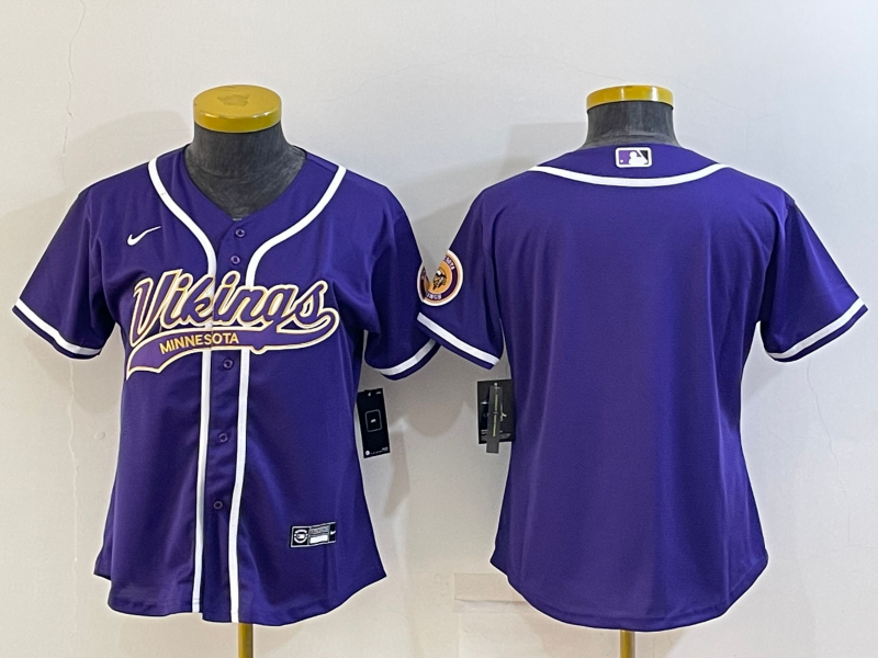 Women's Minnesota Vikings Blank Purple With Patch Cool Base Stitched Baseball Jersey(Run Small) Women's Minnesota Vikings Blank Purple With Patch Cool Base Stitched Baseball Jersey(Run Small)